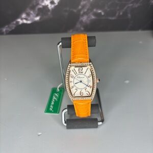 Chenxi Ivory Dial Watch with Orange Leather Strap